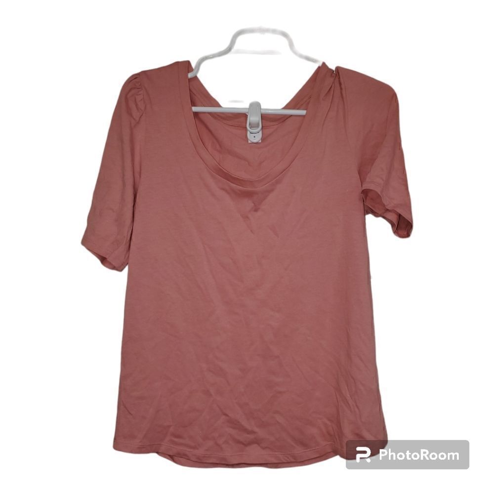Old Navy Puff Sleeve Poet Tee Medium Coral Cotton Modal Soft Top NWT